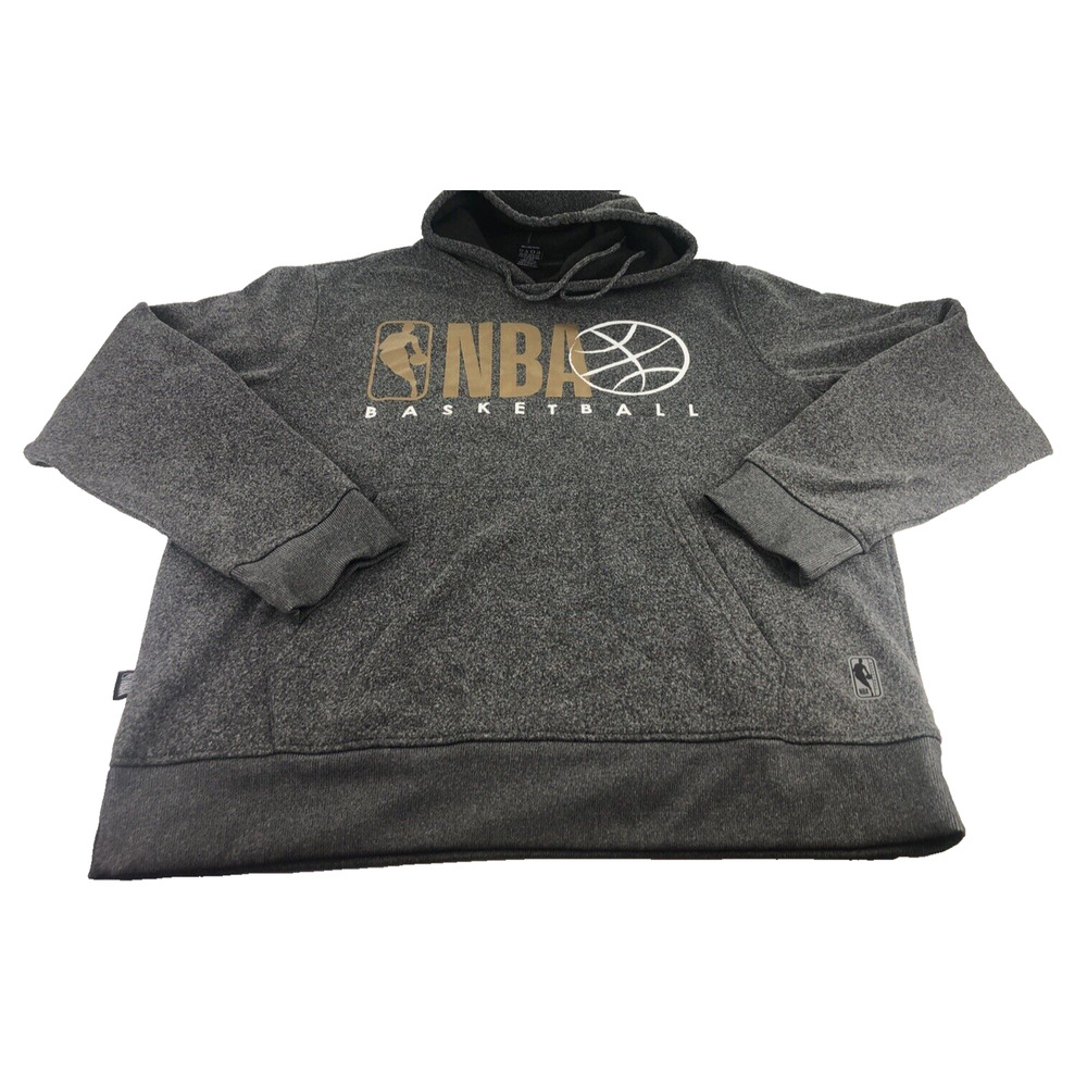 NBA Men's Hoodie 1X Plus Size NBA Basketball Sweatshirt Gray Gold Pullover‎ NICE